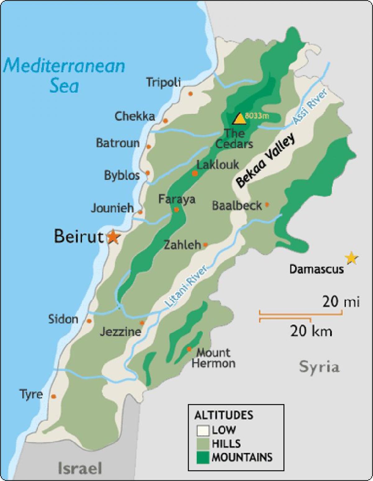 რუკა ლიბანის კლიმატის