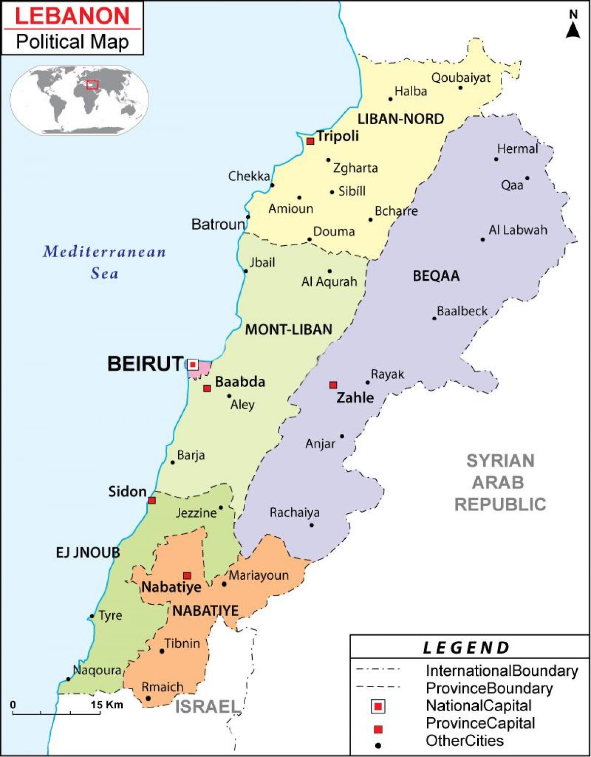 რუკა ლიბანის პოლიტიკური