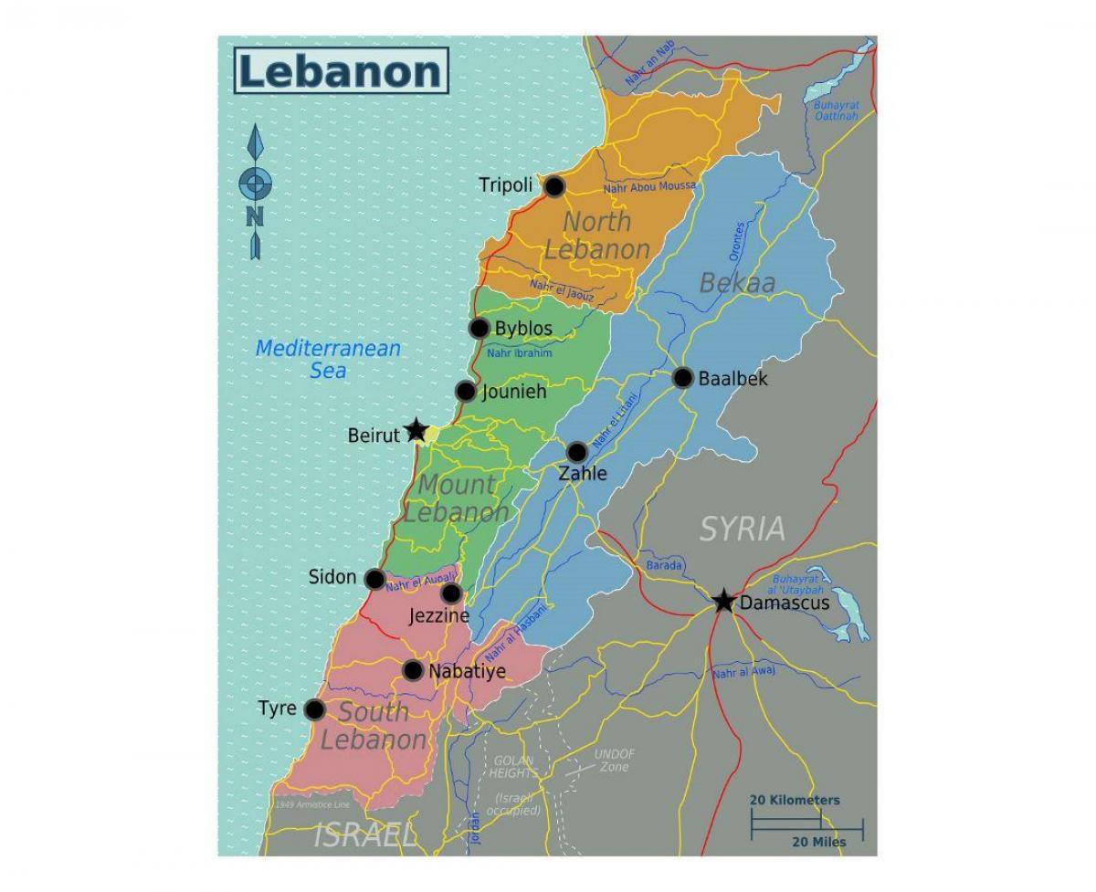 რუკა ლიბანის ტურისტული