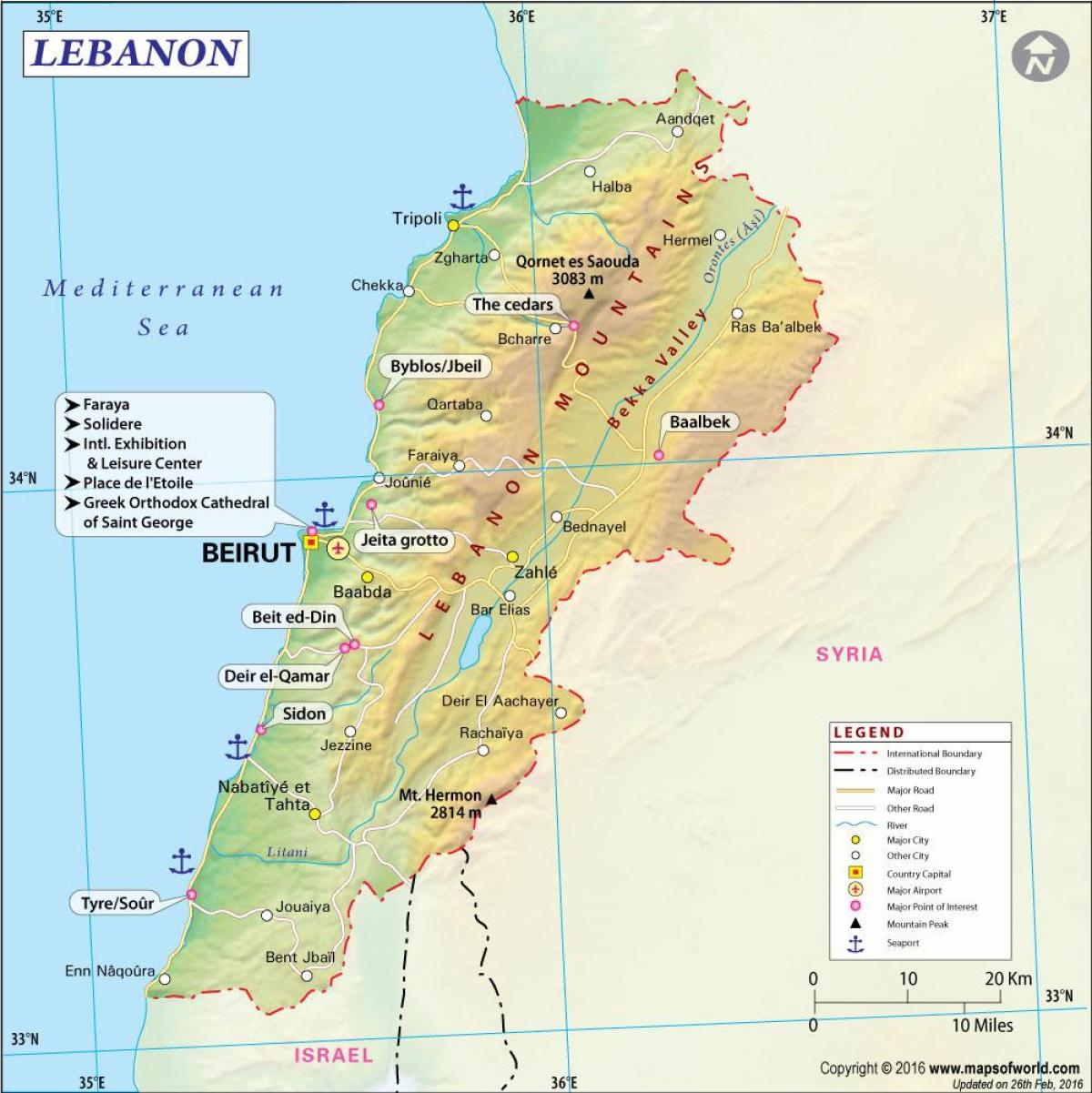 რუკა უძველესი ლიბანის